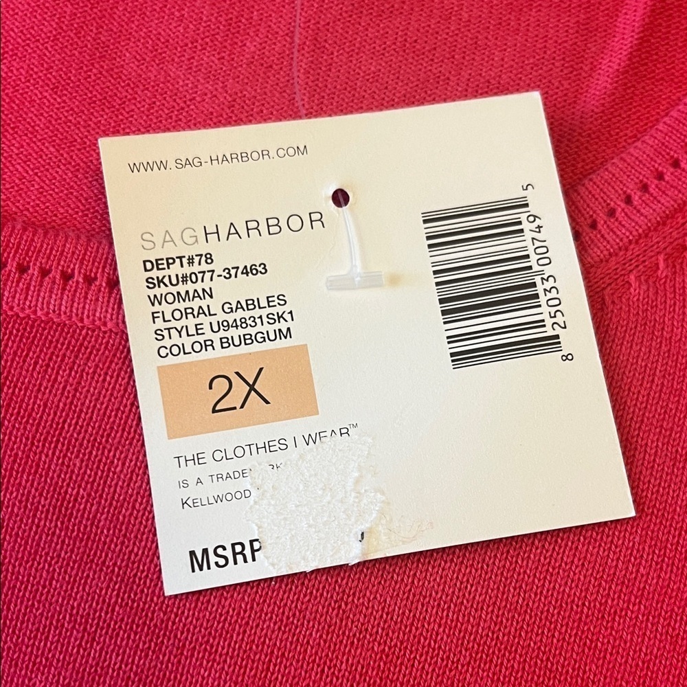 NWT Sag Harbor pink Tank Top size 2X - Picture 4 of 8
